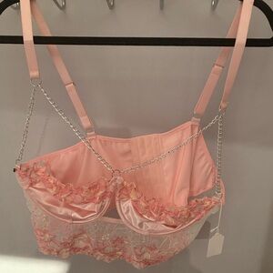 Elegant Pink Lace Bralette